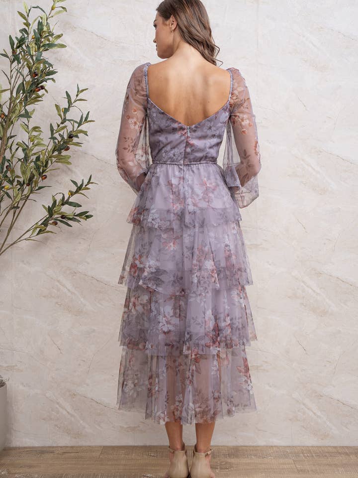 Rosemore Couture - Wholesale Dress - Women's - FLORAL PRINT PLEATED MIDI DRESS 15