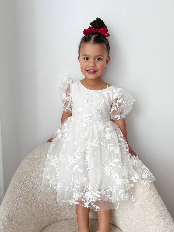 A Little Lacey - Wholesale Dress - Kids - Vienna Girls White Embroidered Dress