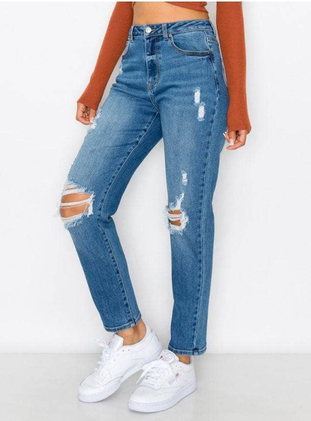 vibrant miu busted mom jeans