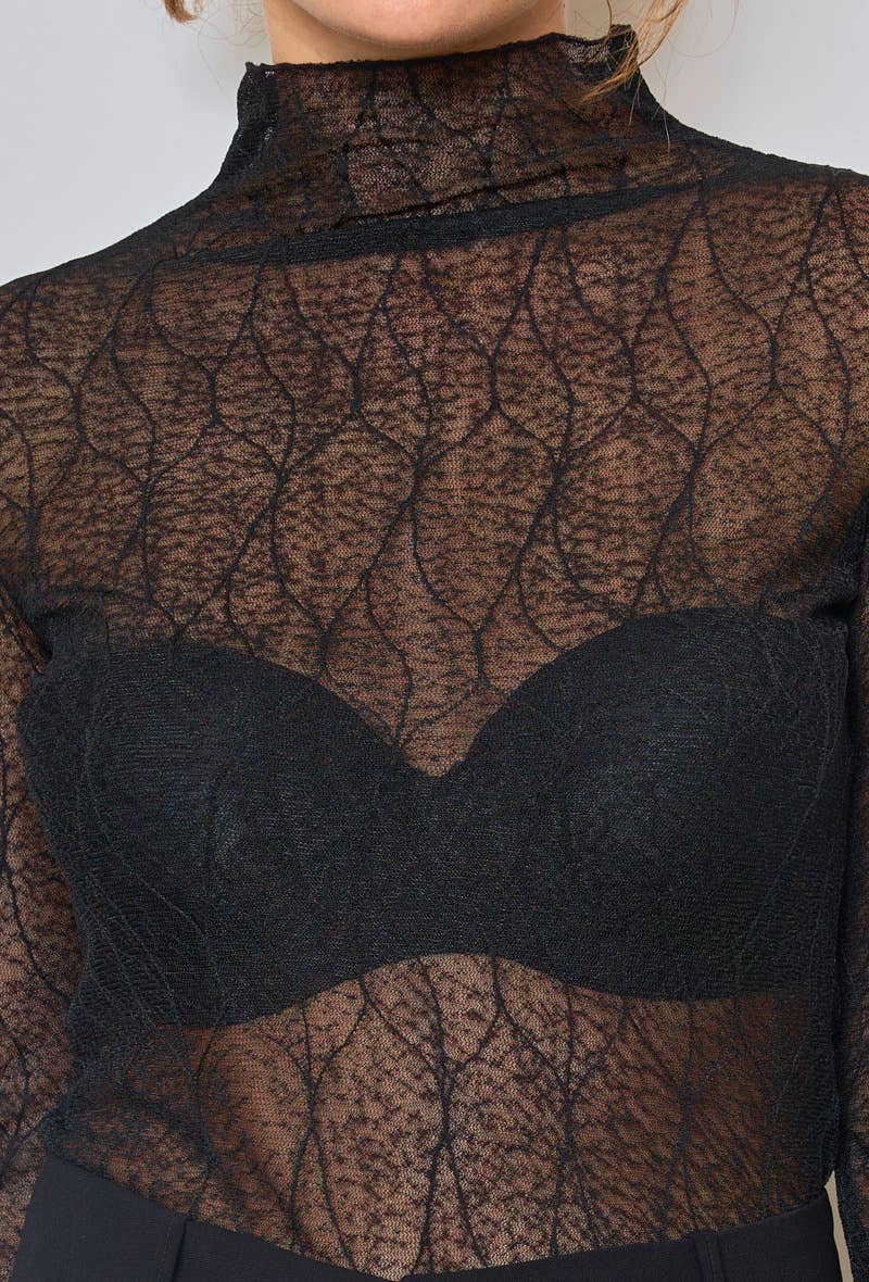 LUCCE - Wholesale Knit Top - Women's - Transparent under sweater with embossed pattern - 14634