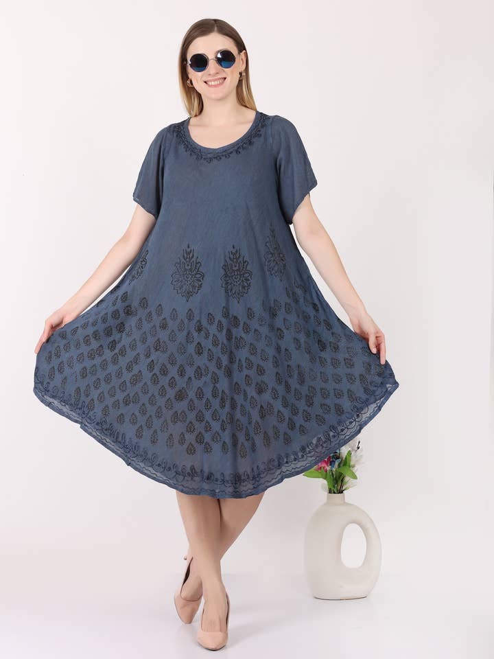 Women's Embroidery Printed Midi Scoop Neck Dress Mix Lot for wholesale by Wevez