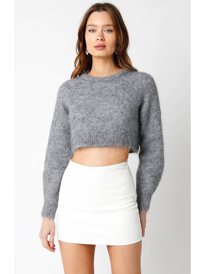 Olivaceous - Wholesale Knit Sweater - Women's - Clio Cropped Sweater5