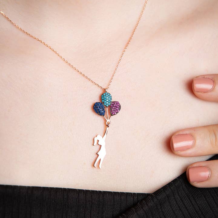 Volenia Silver - Venta al por mayor Collares con colgantes/abalorios - Collar con colgante de globo volador de plata de ley 925 para mujer