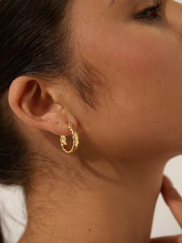 Flat Twist 18K Gold Plated Earrings for wholesale by Angels Whisper Accessories