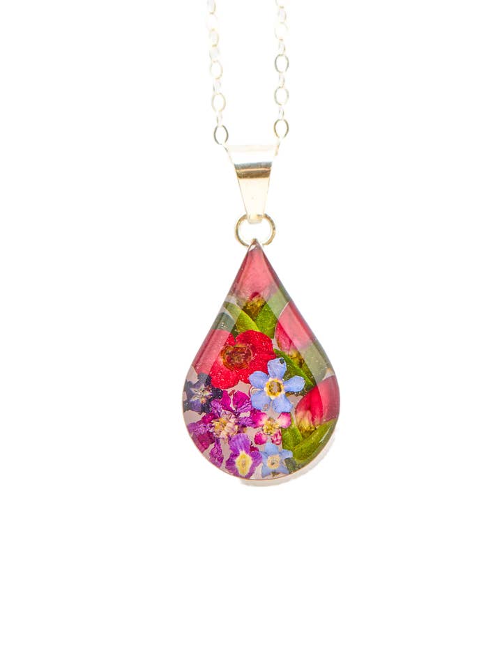 Pequeno Pendente em Forma de Gota com Rosa Mista por atacado de Fresh Jewelry Co