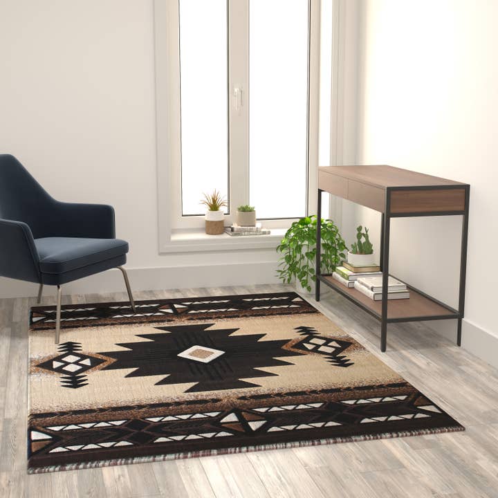 5' x 7' Brown Rustic Southwest Style Area Rug for wholesale on Faire
