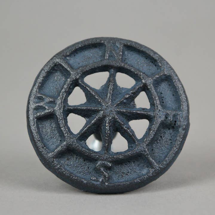 Zeckos - Wholesale Knob/Pull - Set of 12 Dark Blue Cast Iron Compass Rose Drawer Pulls
