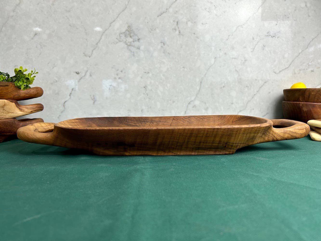 Tuckahoe Hardwoods - Wholesale Decorative Tray - Salvaged Teak Root Rustic  Handled Tray - Large2