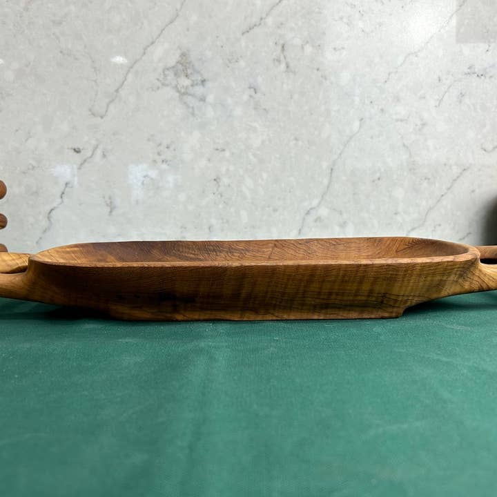 Tuckahoe Hardwoods - Wholesale Decorative Tray - Salvaged Teak Root Rustic Handled Tray - Large2