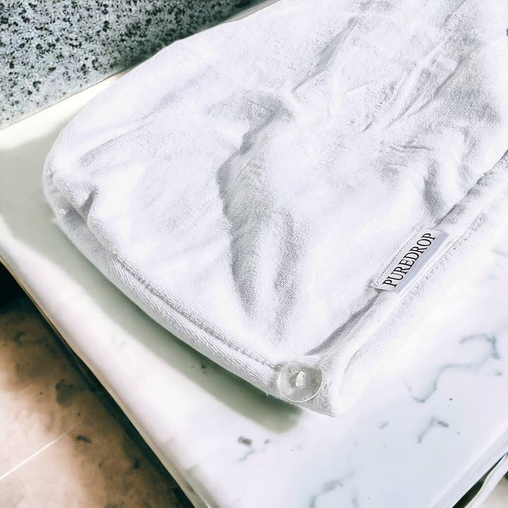 Pure Drop - Wholesale Hair Towel/Wrap - Microfiber Twisted Hair Towel - White