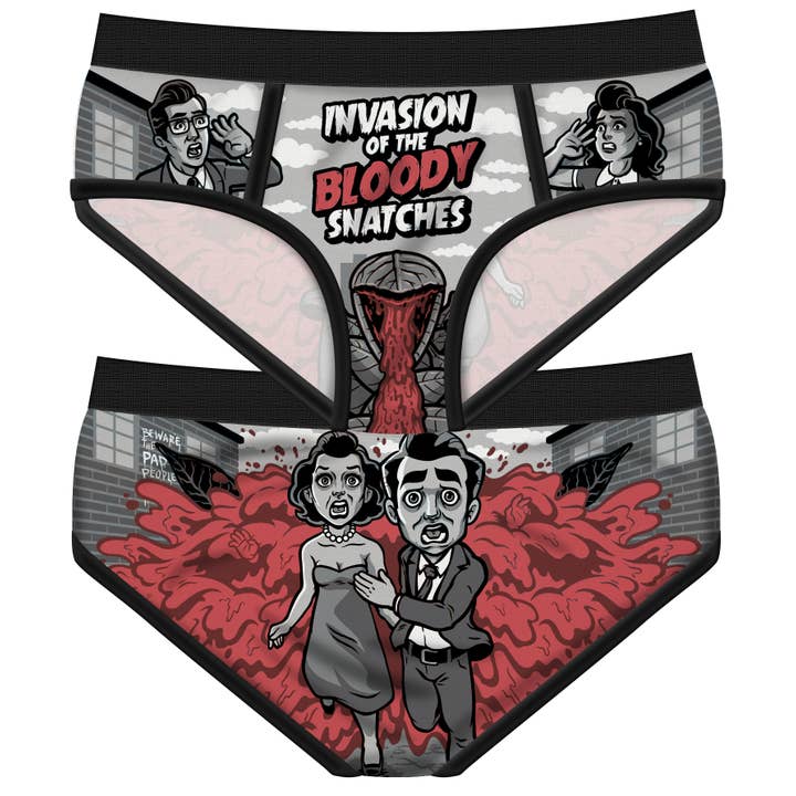 Invasion of the Bloody Snatches Period Panties for wholesale by Harebrained!