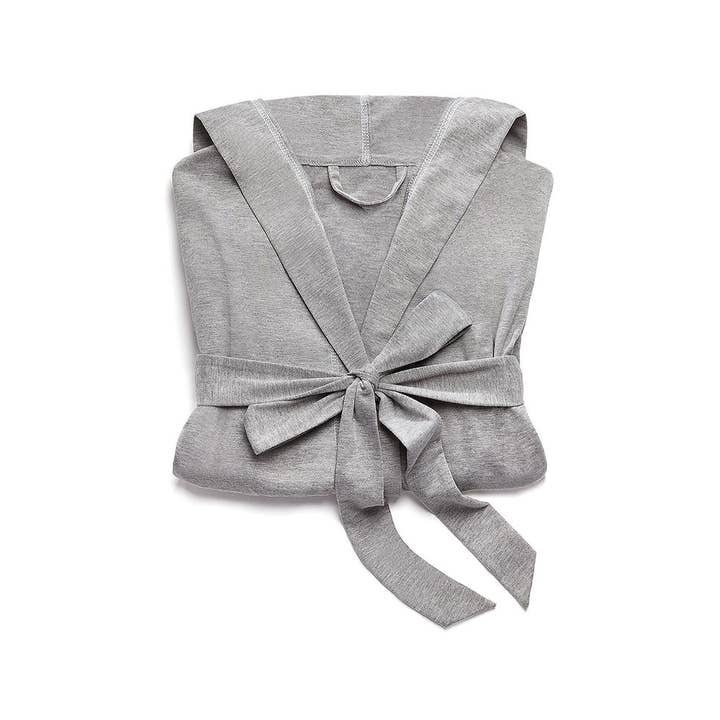 Weddingstar Inc. - Wholesale Robe - Women's - Women's Grey Hooded Spa & Bath Robe - White Stitching