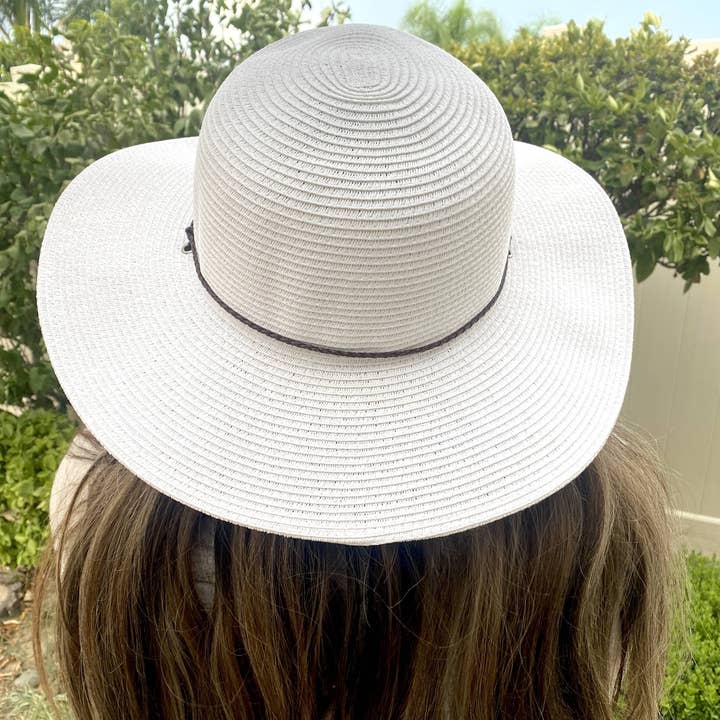 White Outrigger Sun Hat For Women Chin Strap for wholesale on Faire