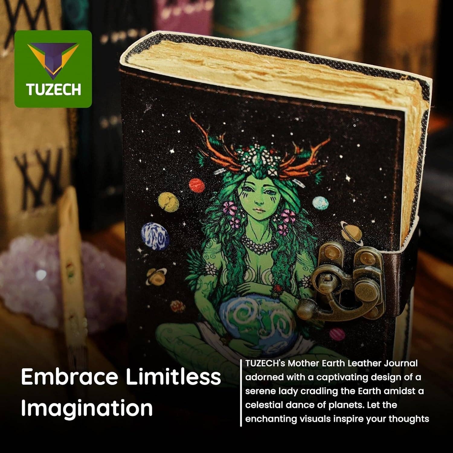 Tuzech Leather – wholesale Journal och dagbok – TUZECH läderklätt anteckningsbok med grimoirestil och ojämna kanter för män och kvinnor68