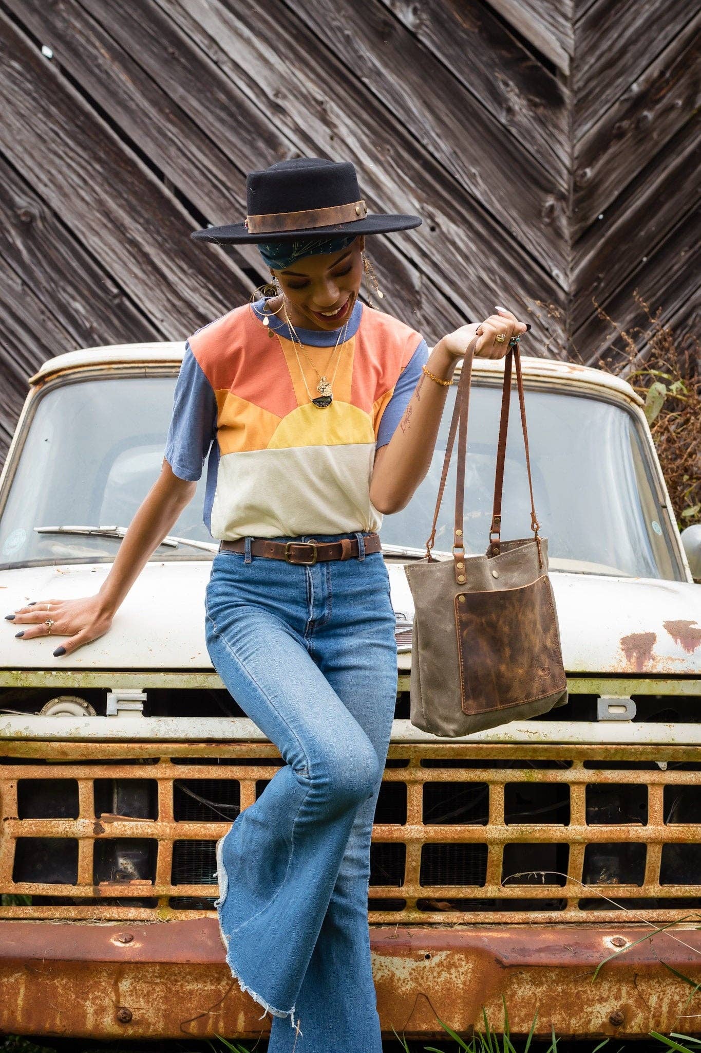 In Blue Handmade - Wholesale Tote Bag - Women's - The Classic Waxed Canvas Bag | Tote Bag with Leather Pocket | Small1