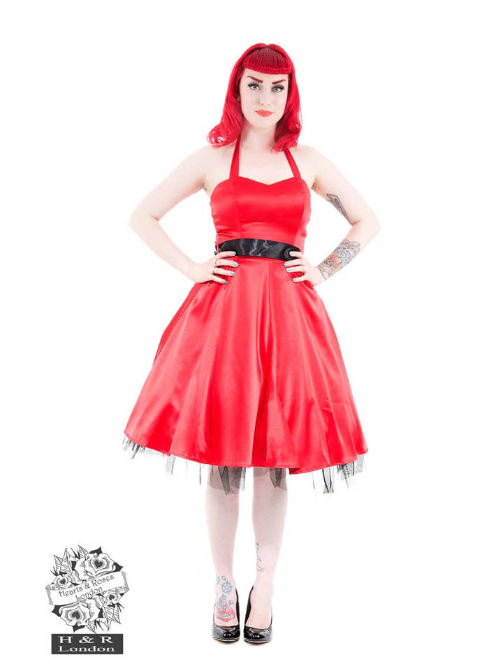 Hessar Trading CO LTD - Wholesale Dress - Women's - Smooth Satin Halter Swing Dress