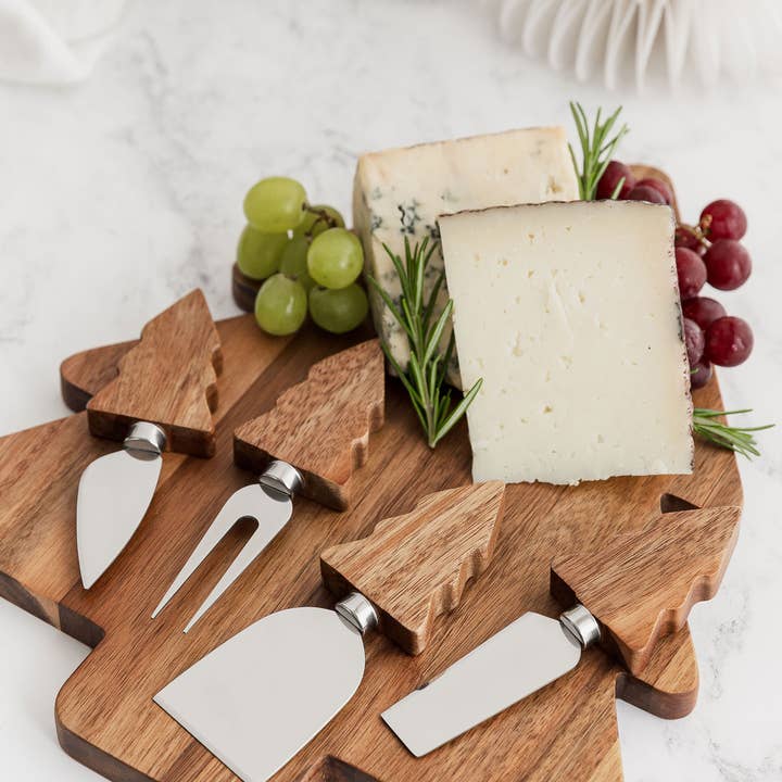 UBERSTAR - Wholesale Cheese Board - Charcuter-Tree Christmas Serving Board - Natural Acacia3