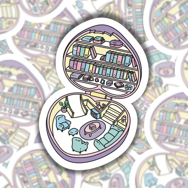 Polly Doll Library Waterproof Sticker for wholesale by Studio Fifty One