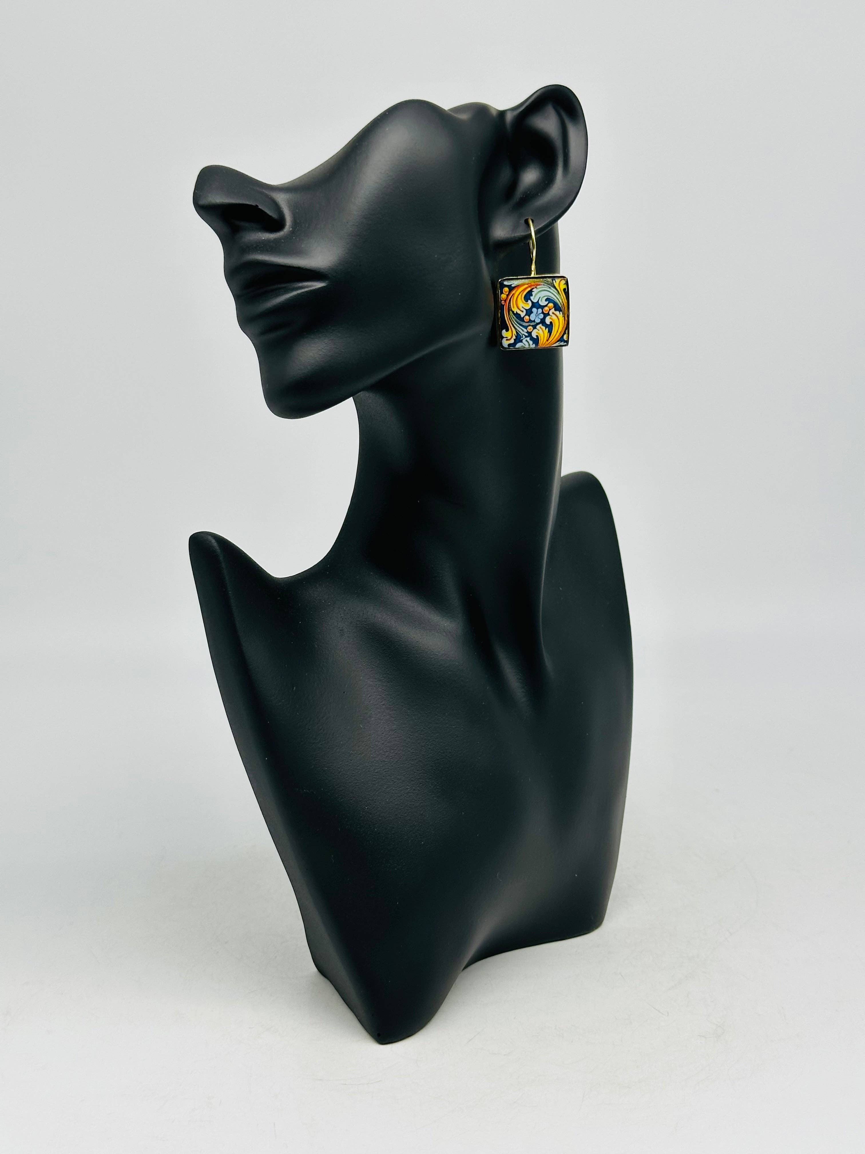DD Ceramiche Siciliane – wholesale Dangle earrings – Ceramic Majolica Tile Earrings by Caltagirone V.80