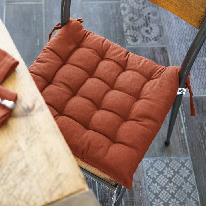 L'effet Papillon - Vendita all'ingrosso Cuscini per sedie - Seduta trapuntata KALA in terracotta 38 x 38 cm0