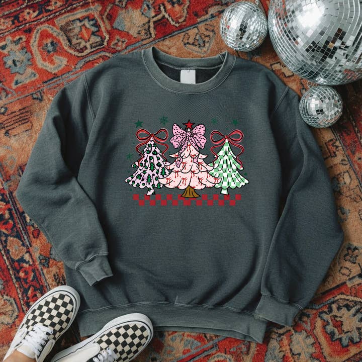 H+P Wholesale - Wholesale Graphic Sweatshirt - Women's - Trim The Tree Trio Graphic Sweatshirt0