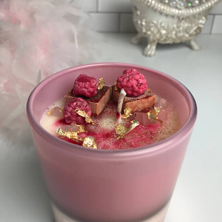 Vela de soja ganache de chocolate frambuesa para venta al por mayor de Honeycat Cosmetics