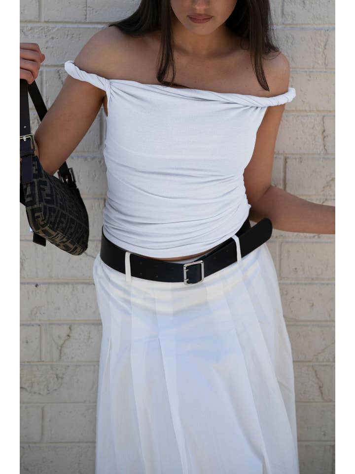 Rebecca Rope Off The Shoulder Top - White for wholesale on Faire1
