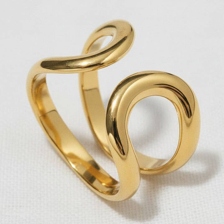 Anello a Doppio Strato Placcato Oro Infinito per la vendita all'ingrosso da parte di paperln