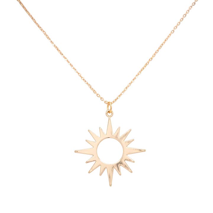 Store solen brast charme vedhæng geometriske halskæde himmelsk for engroshandel hos Rebecca Accessories LLC