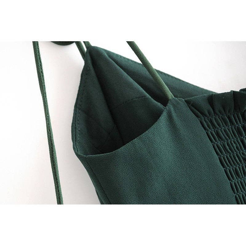 GREEN High Waist Sexy Hem Side Slit Lace-Up Slip Dress for wholesale on Faire12