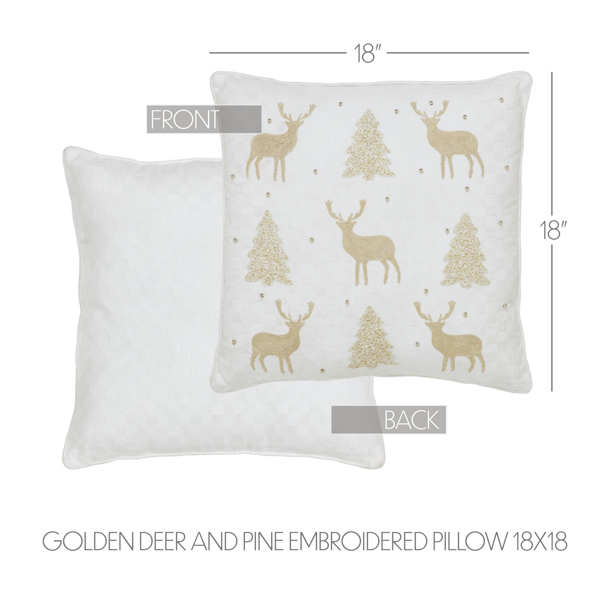 VHC Brands - Wholesale Throw/Decorative Pillow - Golden Deer and Pine Embroidered Pillow 18x183