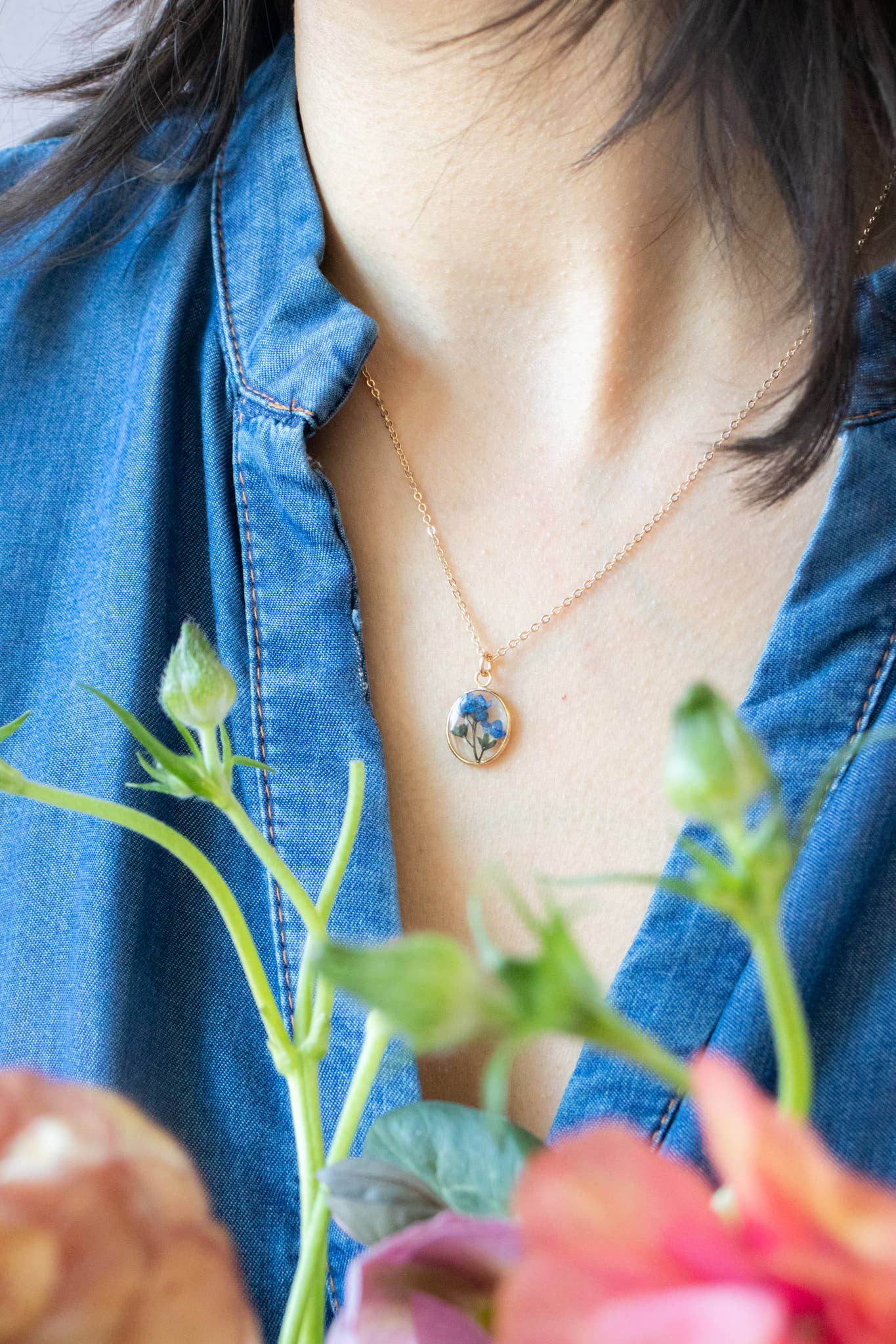 Emery and Opal - Vendita all'ingrosso Collana con ciondolo/pendaglio - Collana piccola Forget Me Not2