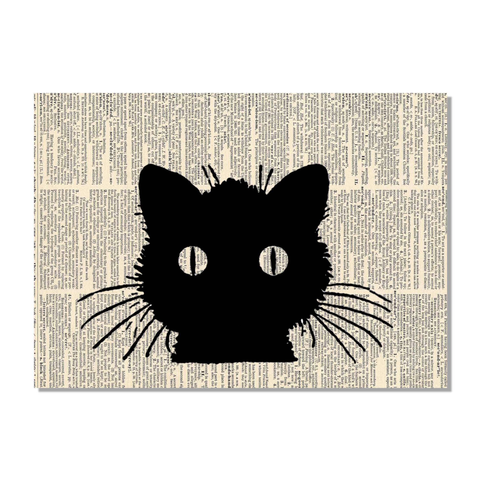 Cecelia Rose Book Page Art - Wholesale Art Print - Black Cat Vintage Up-cycled Art Print0