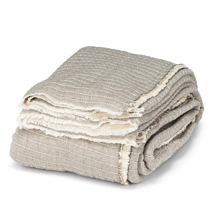 Overstitch tweepersoons-/queensize bedovertrek, grijs, 90"Sq voor wholesale door Abbott