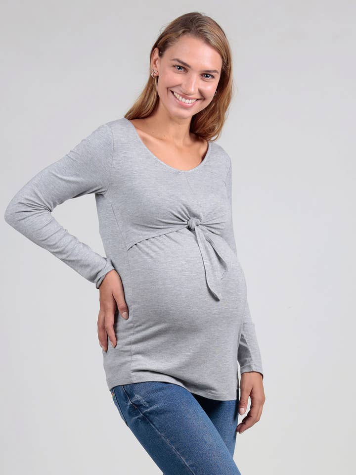 T-shirt da allattamento con nodo frontale per la vendita all'ingrosso da parte di Ohma Barcelona