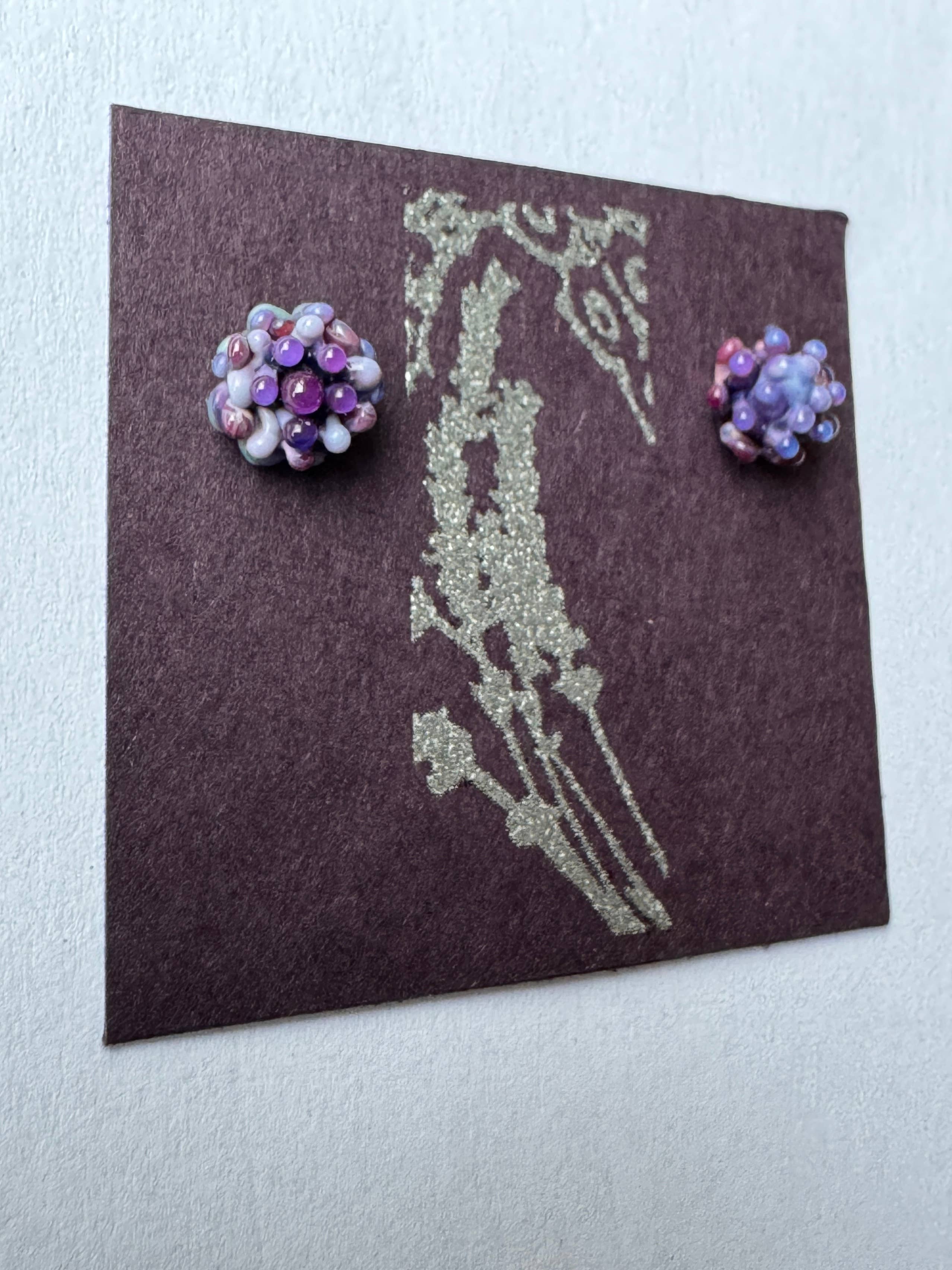 Lavender Beads - Wholesale Stud/Post Earrings - Flower Bud Studs4