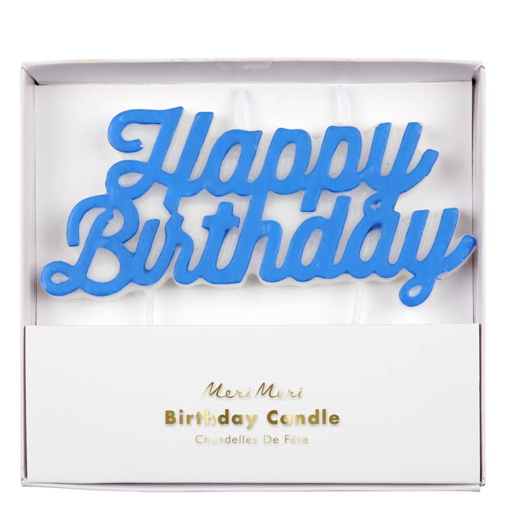 Blue Happy Birthday Candle for wholesale by Meri Meri