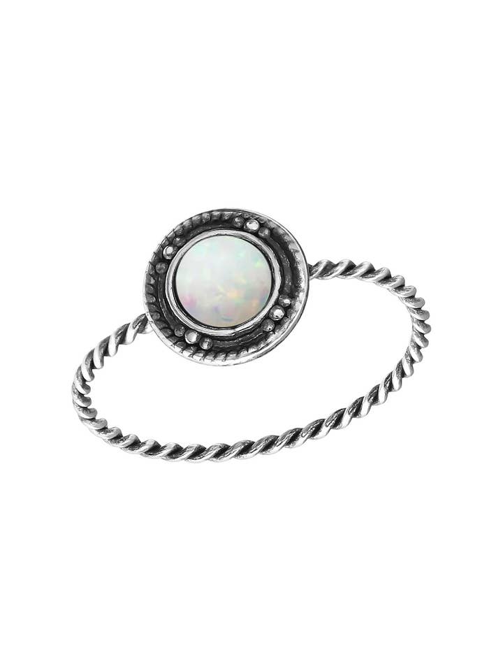 Sterling Silver & Created Opal Round Ring - SS for wholesale by Zoey Simmons