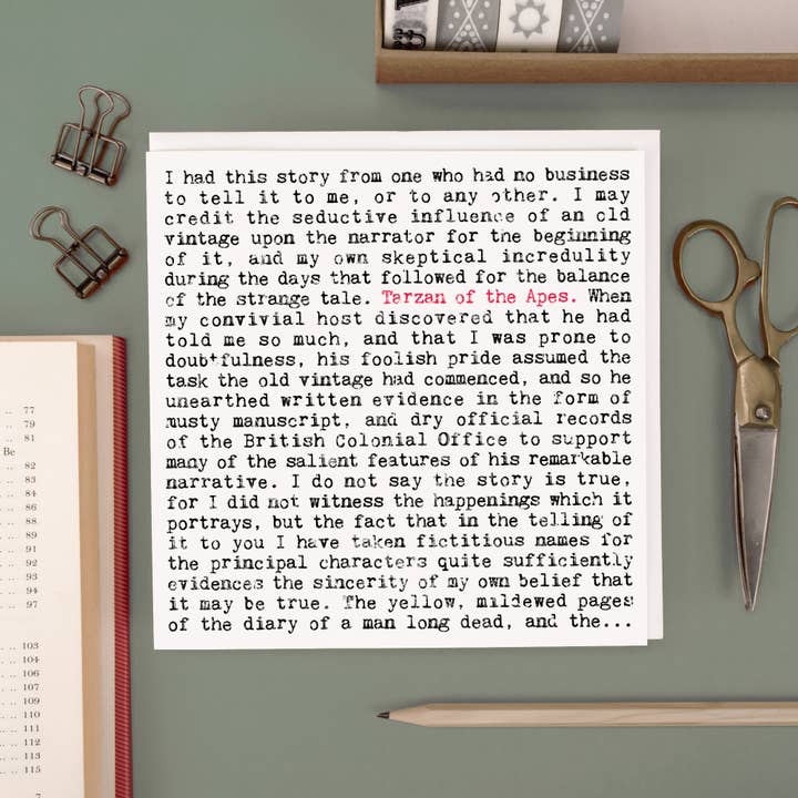 Coulson Macleod - Wholesale Everyday Greeting Card - Tarzan Greeting Card, Edgar Rice Burroughs Classic Book