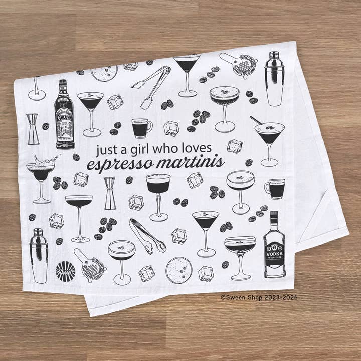 Espresso Martini Lover Tea Towel - 100% Premium Cotton Kitchen Dish Cloth for wholesale by Sween Shop