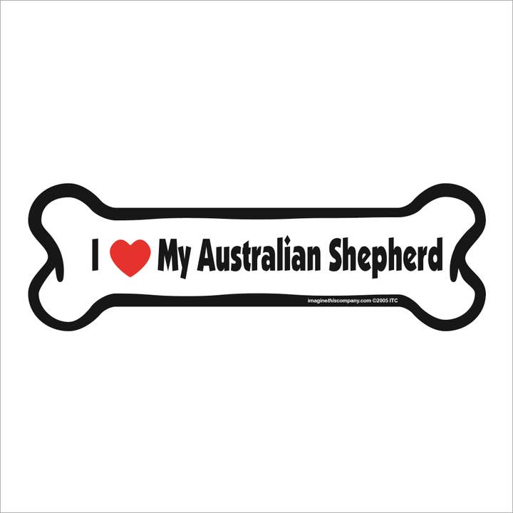 I Love My Australian Shepherd - Bone Car Magnet for wholesale by Imagine This Company