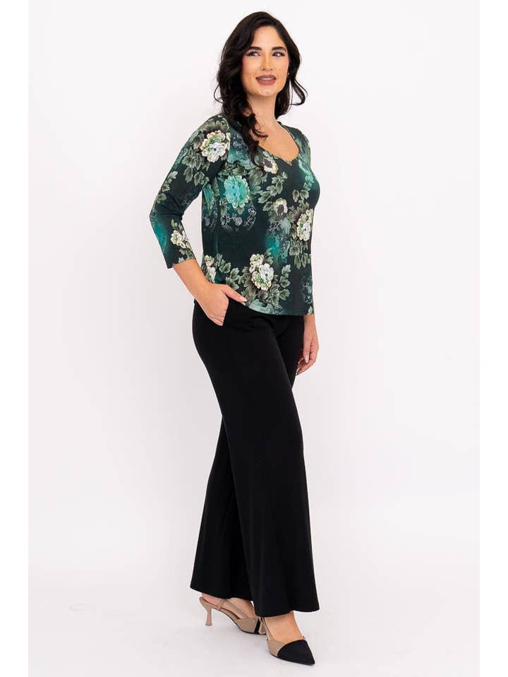 Blue Sky Clothing Co LLC - Wholesale Blouse - Women's - Ritzy 3/4 Top, Teal Magic, Bamboo2