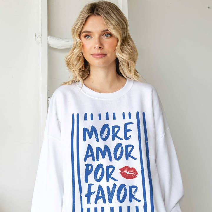 MORE AMOR POR FAVOR Oversized Graphic Sweatshirt for wholesale by BLUME & CO.
