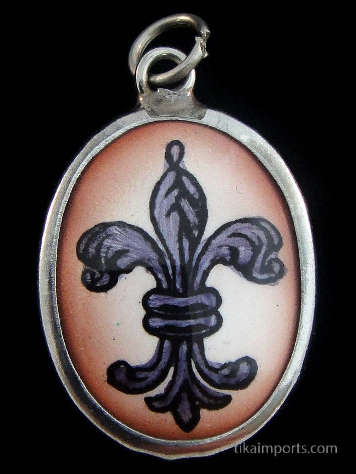 Enamel Pendant- Fleur de Lis for wholesale by Tika