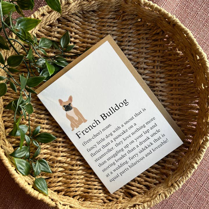 French Bulldog Definition Greeting Card for wholesale by Swale Studios
