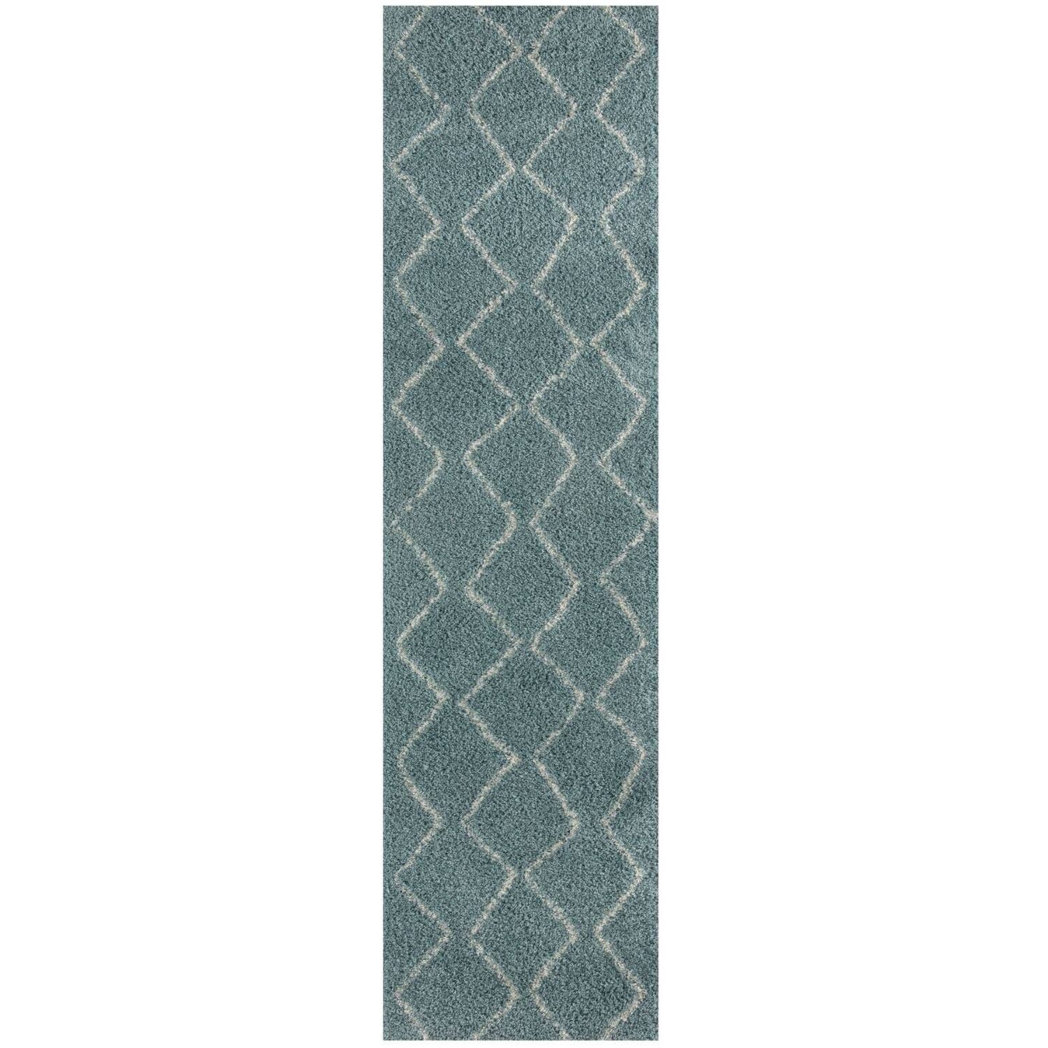 THE RUGS - Vendita all'ingrosso Tappeto - Tappeto Shaggy Blu Uovo d'Anatra Marocchino | 85015