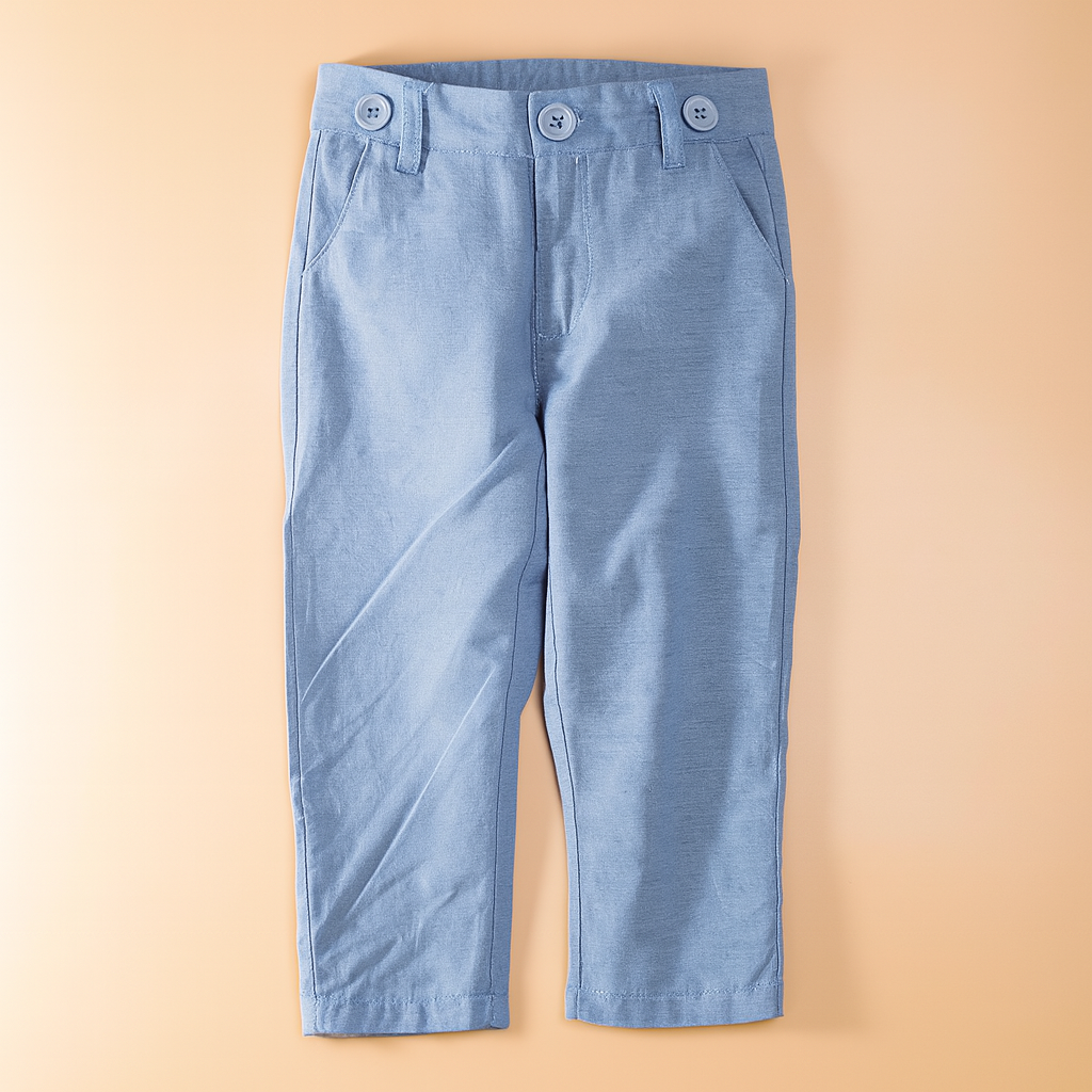 Fennco Styles - Wholesale Top & Pant Set - Kids - Blue Little Boy Button Down Shirt, Suspender Straps & Pants4