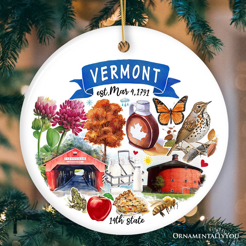 OrnamentallyYou – wholesale Ornament – Artistic Vermont State Themes Christmas Ornament0