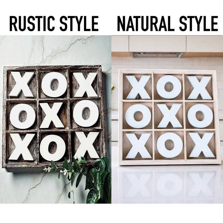 Gia Roma - Wholesale Decorative Tabletop Object - Wooden Tabletop Game + Decor, Tic Tac Toe Wood Game, Rustic2