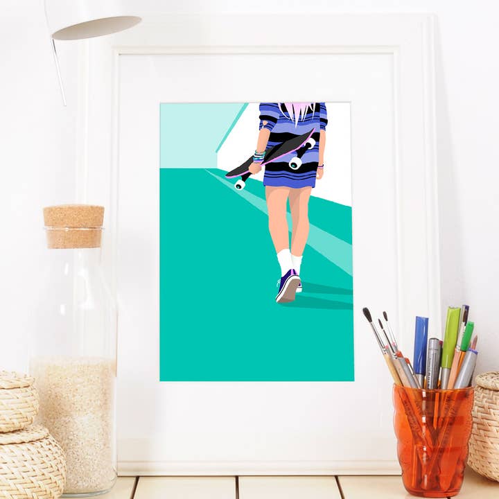 A4 bild skridskoåkare flicka med bräda för barn och tonåringar för wholesale av My Cute Monsters